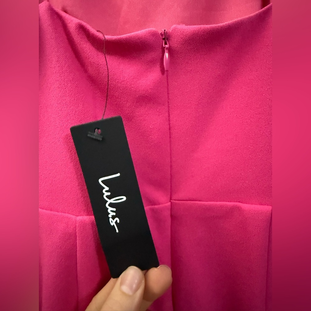 NWT Lulu’s Party for Two Asymmetrical Bodycon Cocktail Dress in Hot Pink - XS - Picture 9 of 11